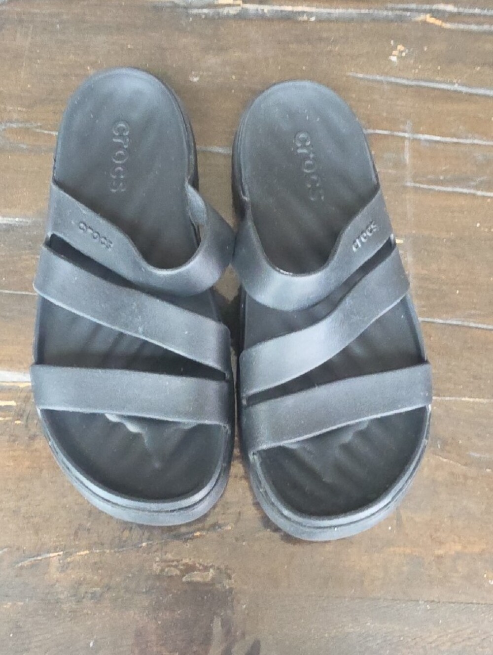 (7) CROCS Women's Black Multi-Strap Slide Sandals Summer Vacation Athleisure Wow - Picture 7 of 9